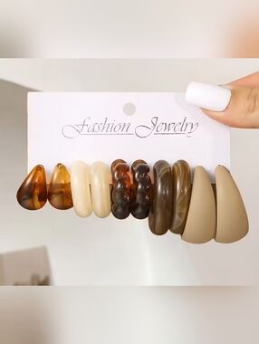 Bohemian Chunky Acrylic Hoop Set 5 Pairs